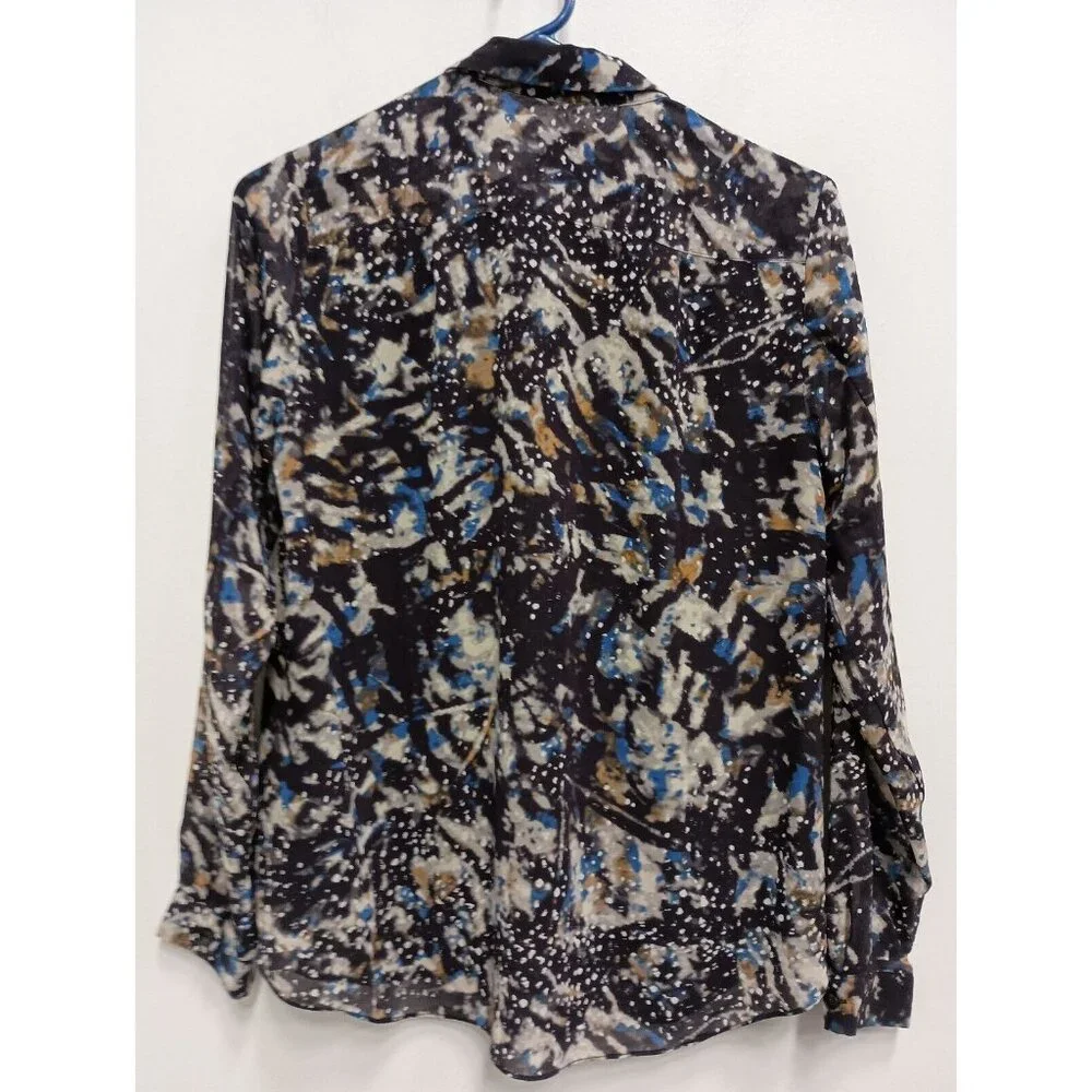 Cabi Womens Starry Nights Blouse Small Multi Ruffle Long Sleeve Chiffon #3066 - Picture 7 of 8